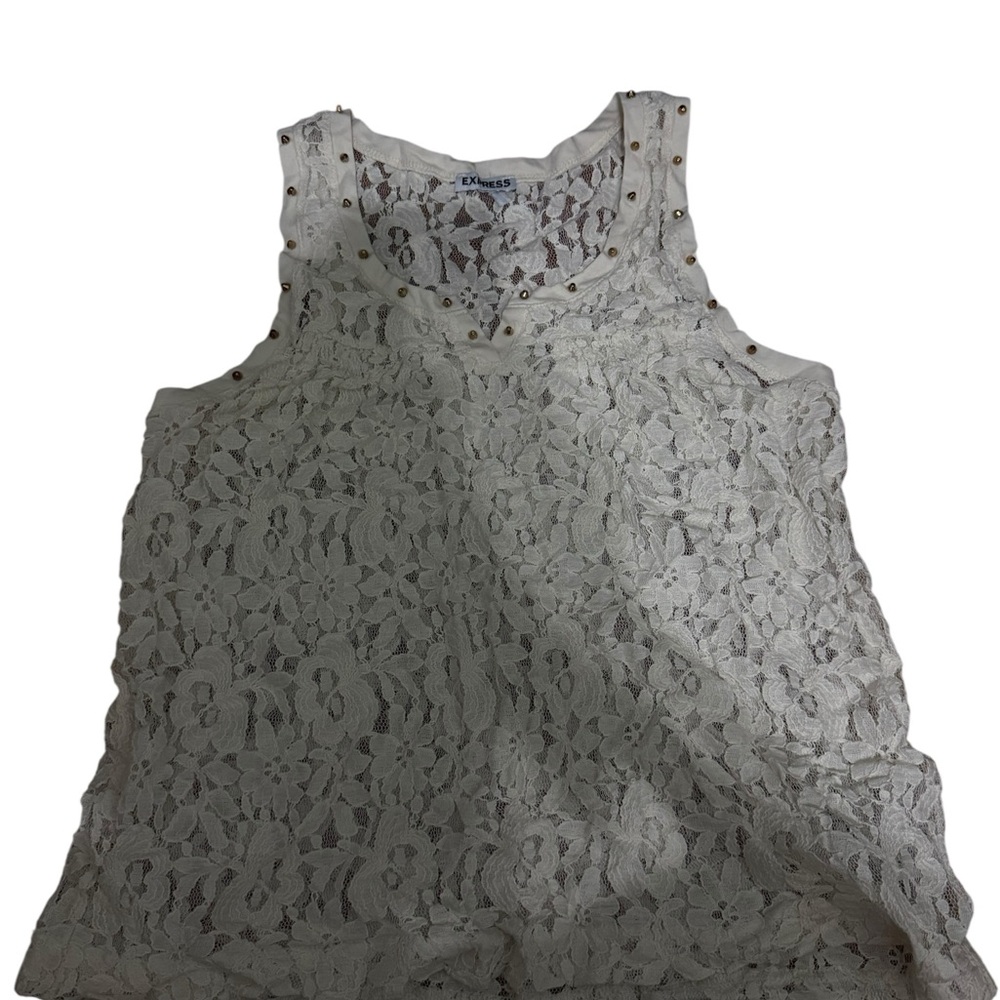 Express White Embellished Tank Top